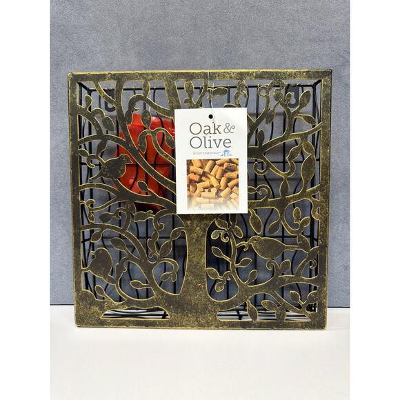 Oak & Olive Other - Metal Oak & Olive Cork Caddy NWT Tree of Life Design 12” x 12” Square